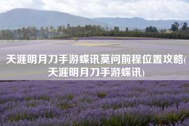 天涯明月刀手游蝶讯莫问前程位置攻略(天涯明月刀手游蝶讯)