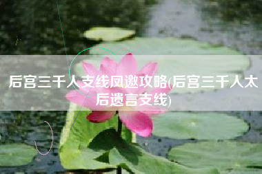 后宫三千人支线凤邀攻略(后宫三千人太后遗言支线)