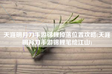 天涯明月刀手游锦鲤掉落位置攻略(天涯明月刀手游锦鲤笔绘江山)