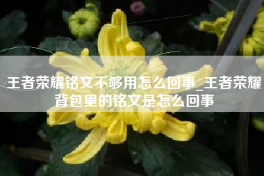 王者荣耀铭文不够用怎么回事_王者荣耀背包里的铭文是怎么回事