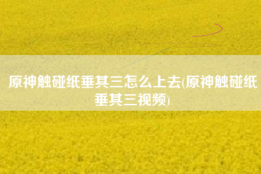 原神触碰纸垂其三怎么上去(原神触碰纸垂其三视频)