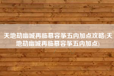 天地劫幽城再临慕容筝五内加点攻略(天地劫幽城再临慕容筝五内加点)