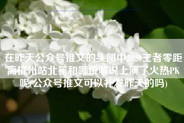 在昨天公众号推文的头图中2020王者零距离杭州站北笙和哪位解说上演了火热PK呢(公众号推文可以补发昨天的吗)