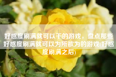 好感度刷满就可以干的游戏，盘点那些好感度刷满就可以为所欲为的游戏(好感度刷满之后)