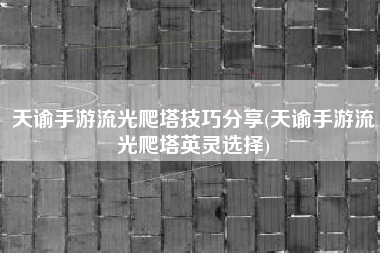 天谕手游流光爬塔技巧分享(天谕手游流光爬塔英灵选择)