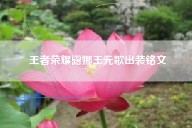 王者荣耀露娜王元歌出装铭文