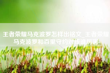 王者荣耀马克波罗怎样出铭文_王者荣耀马克波罗和百里守约对线谁厉害