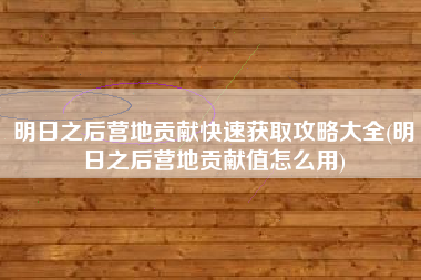 明日之后营地贡献快速获取攻略大全(明日之后营地贡献值怎么用)