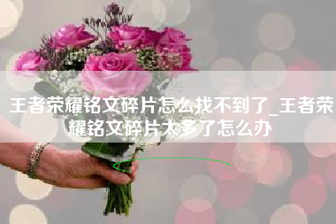 王者荣耀铭文碎片怎么找不到了_王者荣耀铭文碎片太多了怎么办