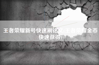 王者荣耀新号快速刷铭文(王者荣耀金币快速获得)