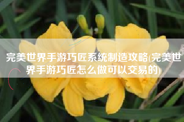 完美世界手游巧匠系统制造攻略(完美世界手游巧匠怎么做可以交易的)