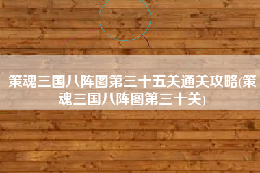 策魂三国八阵图第三十五关通关攻略(策魂三国八阵图第三十关)