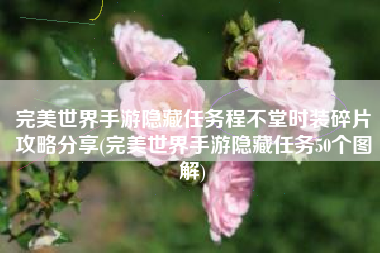 完美世界手游隐藏任务程不堂时装碎片攻略分享(完美世界手游隐藏任务50个图解)