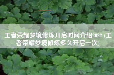 王者荣耀梦境修炼开启时间介绍2022 (王者荣耀梦境修炼多久开启一次)