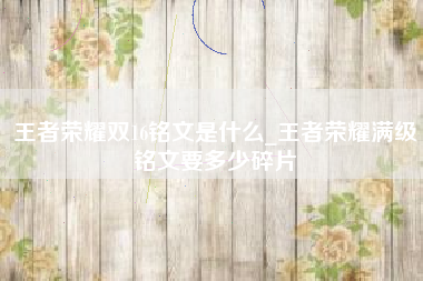 王者荣耀双16铭文是什么_王者荣耀满级铭文要多少碎片