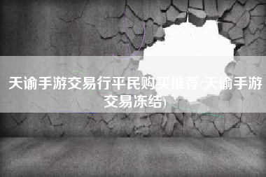 天谕手游交易行平民购买推荐(天谕手游交易冻结)