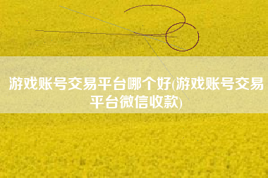 游戏账号交易平台哪个好(游戏账号交易平台微信收款)