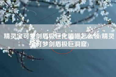 精灵宝可梦剑盾极巨化喵喵怎么领(精灵宝可梦剑盾极巨洞窟)
