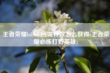 王者荣耀bilibili回城特效怎么获得(王者荣耀必练打野英雄)