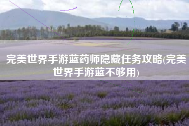 完美世界手游蓝药师隐藏任务攻略(完美世界手游蓝不够用)