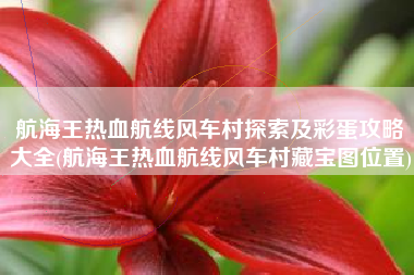 航海王热血航线风车村探索及彩蛋攻略大全(航海王热血航线风车村藏宝图位置)