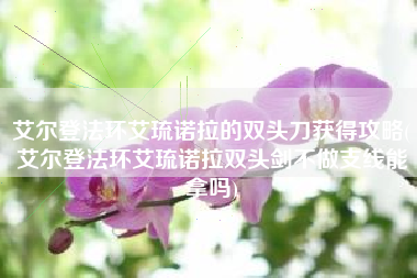 艾尔登法环艾琉诺拉的双头刀获得攻略(艾尔登法环艾琉诺拉双头剑不做支线能拿吗)