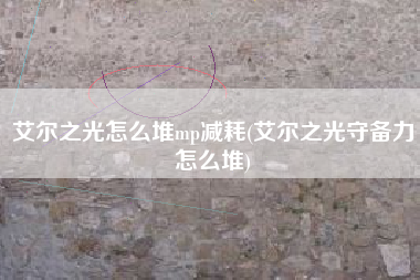 艾尔之光怎么堆mp减耗(艾尔之光守备力怎么堆)