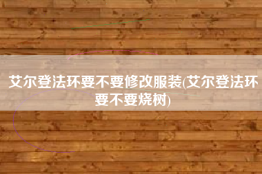 艾尔登法环要不要修改服装(艾尔登法环要不要烧树)