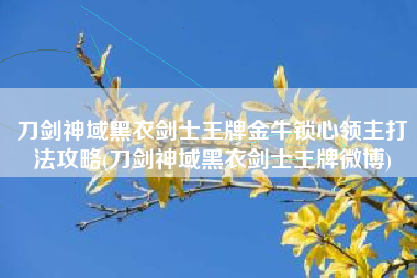 刀剑神域黑衣剑士王牌金牛锁心领主打法攻略(刀剑神域黑衣剑士王牌微博)