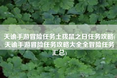 天谕手游冒险任务土拨鼠之日任务攻略(天谕手游冒险任务攻略大全全冒险任务汇总)