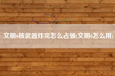 文明6核武器炸完怎么占领(文明6怎么用)