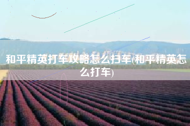 和平精英打车攻略怎么扫车(和平精英怎么打车)