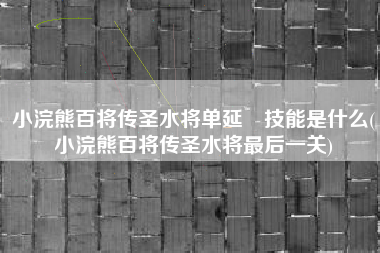 小浣熊百将传圣水将单延珪技能是什么(小浣熊百将传圣水将最后一关)