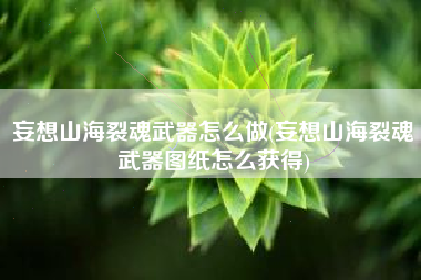 妄想山海裂魂武器怎么做(妄想山海裂魂武器图纸怎么获得)