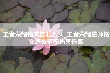 王者荣耀铭文这怎么买_王者荣耀法师铭文怎么搭配伤害最高