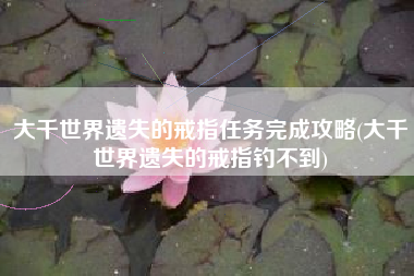 大千世界遗失的戒指任务完成攻略(大千世界遗失的戒指钓不到)