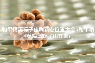 和平精英粽子山刷新点位置大全 (和平精英海岛粽子山在哪)