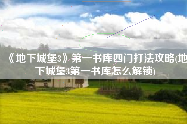 《地下城堡3》第一书库四门打法攻略(地下城堡3第一书库怎么解锁)