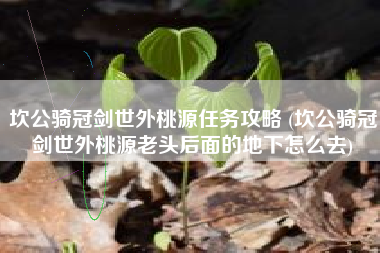 坎公骑冠剑世外桃源任务攻略 (坎公骑冠剑世外桃源老头后面的地下怎么去)