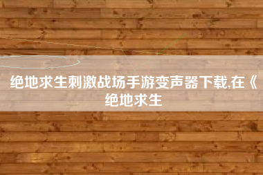 绝地求生刺激战场手游变声器下载,在《绝地求生