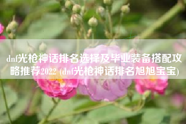 dnf光枪神话排名选择及毕业装备搭配攻略推荐2022 (dnf光枪神话排名旭旭宝宝)