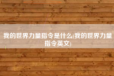 我的世界力量指令是什么(我的世界力量指令英文)