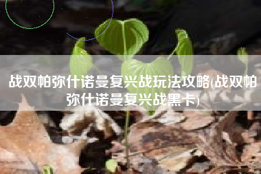 战双帕弥什诺曼复兴战玩法攻略(战双帕弥什诺曼复兴战黑卡)