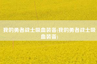 我的勇者战士吸血装备(我的勇者战士吸血装备)
