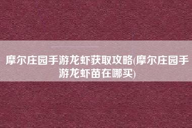 摩尔庄园手游龙虾获取攻略(摩尔庄园手游龙虾苗在哪买)