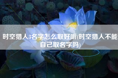 时空猎人3名字怎么取好听(时空猎人不能自己取名字吗)