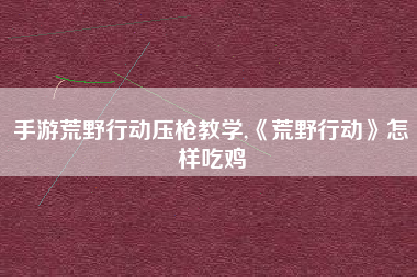 手游荒野行动压枪教学,《荒野行动》怎样吃鸡