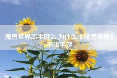 魔兽世界出手游么,为什么《魔兽世界》不出手游