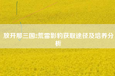 放开那三国2荒雷影豹获取途径及培养分析