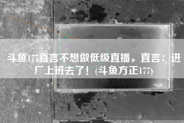 斗鱼177直言不想做低级直播，直言：进厂上班去了！(斗鱼方正177)
